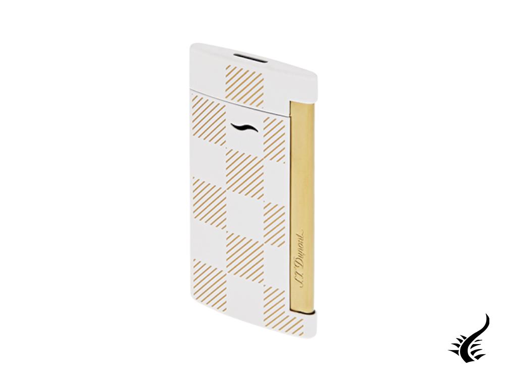 Briquet ST Dupont Slim7 Damier Blanc, Chrome, Blanc, 027744