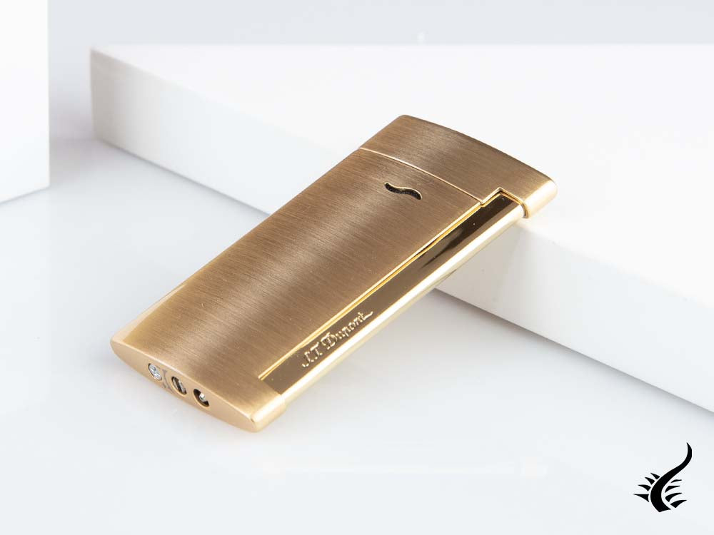 S.T. Dupont Slim7 Lighter, Steel, Full golden brushed, 027711