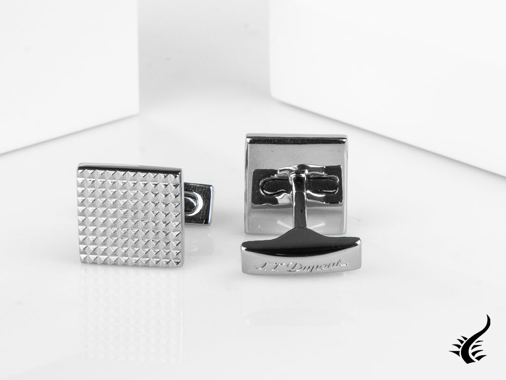 S.T. Dupont Square Diamond Head Cufflinks, Steel, Polished, Silver, 005568