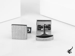 Boutons de manchette ST Dupont Square Diamond Head, acier, poli, argent, 005568