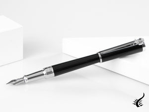 S.T. Dupont Sword Fountain Pen, Lacquer, Palladium trim, Black, 290102