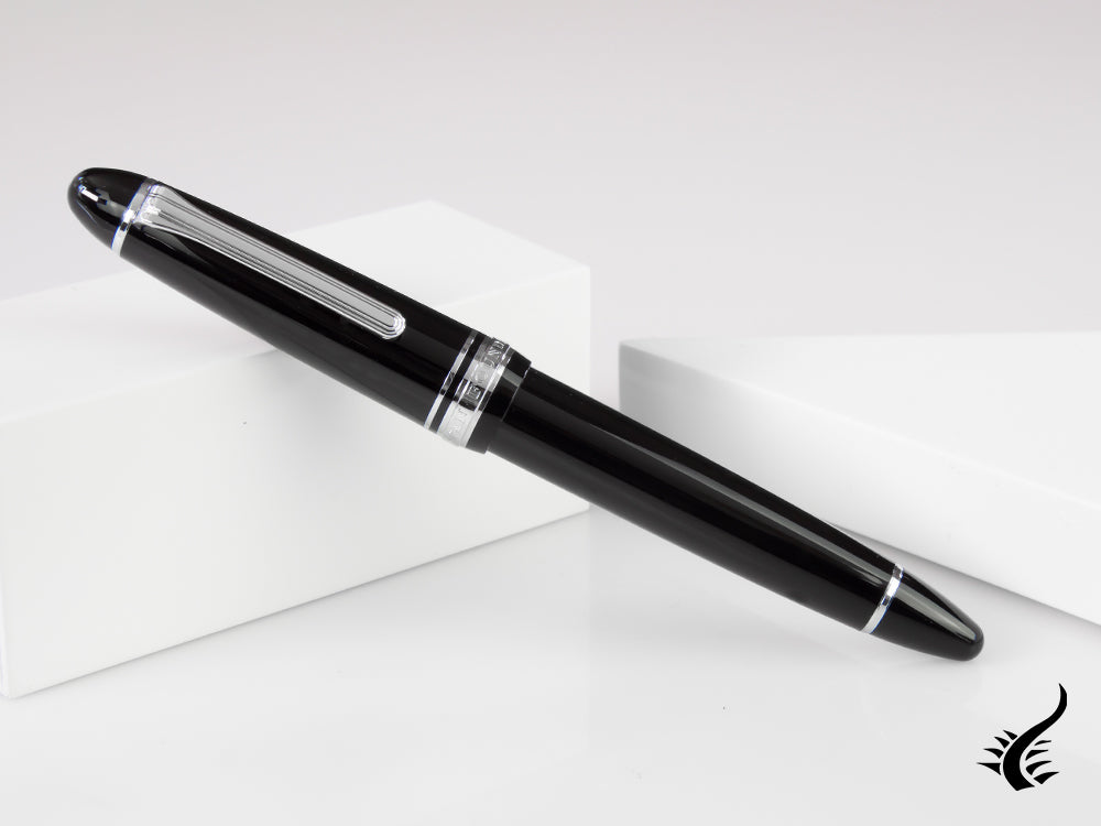 Sailor 1911 Large Silver Series Fountain Pen, Black, Chrome, 11-2024-420