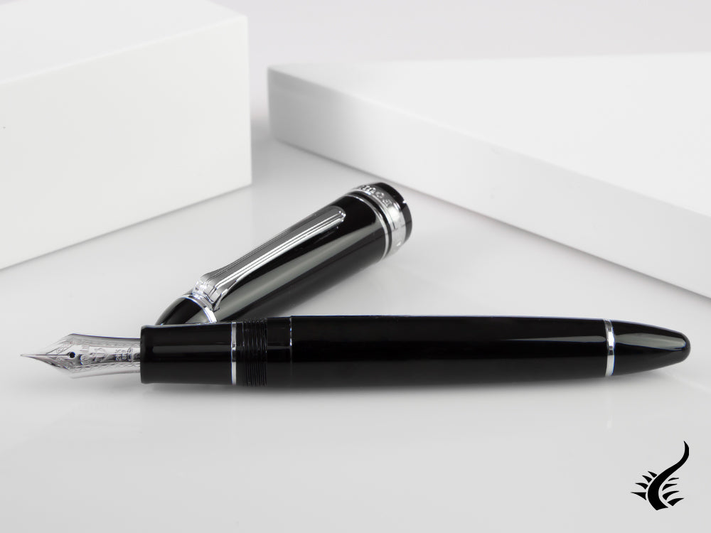 Sailor 1911 Large Silver Series Fountain Pen, Black, Chrome, 11-2024-420