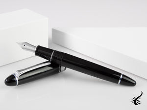 Sailor 1911 Large Silver Series Fountain Pen, Black, Chrome, 11-2024-420