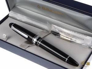 Sailor 1911 Series Realo Fountain Pen, Resin, Black, Chrome, 11-9379-420