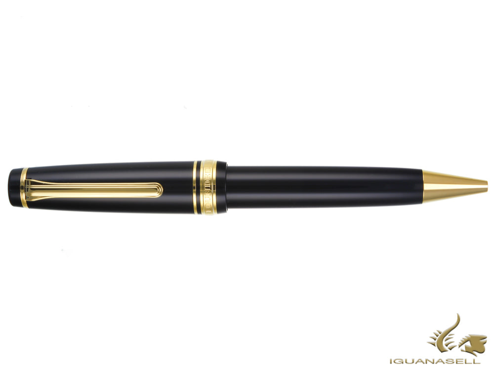 Stylo à bille Sailor Professional Gear Gold, noir, garniture en or 24 carats, 16-1036-620