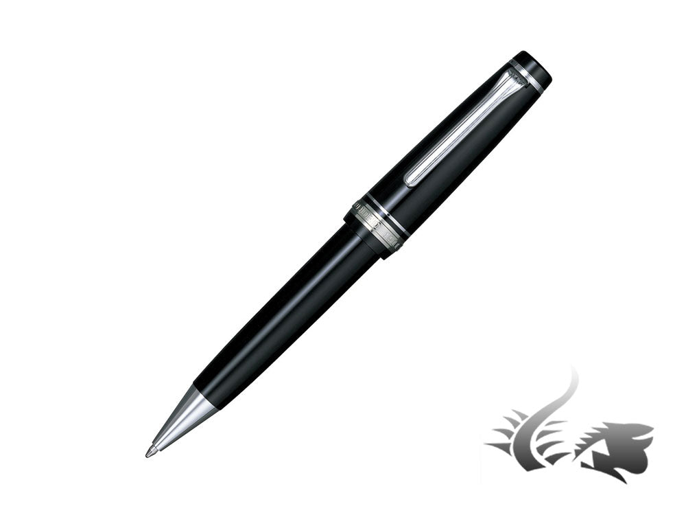 Stylo à bille Sailor Professional Gear Silver, noir, garniture chromée, 16-1037-620