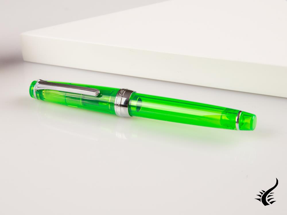 Sailor Professional Gear Slim Demonstrator Fountain Pen, Green, Chrome