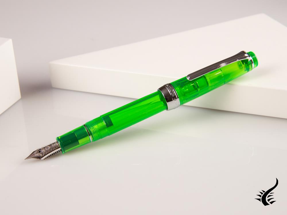 Sailor Professional Gear Slim Demonstrator Fountain Pen, Green, Chrome