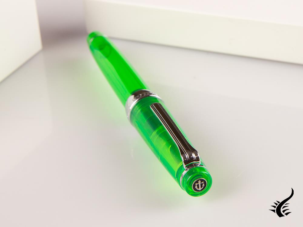 Sailor Professional Gear Slim Demonstrator Fountain Pen, Green, Chrome