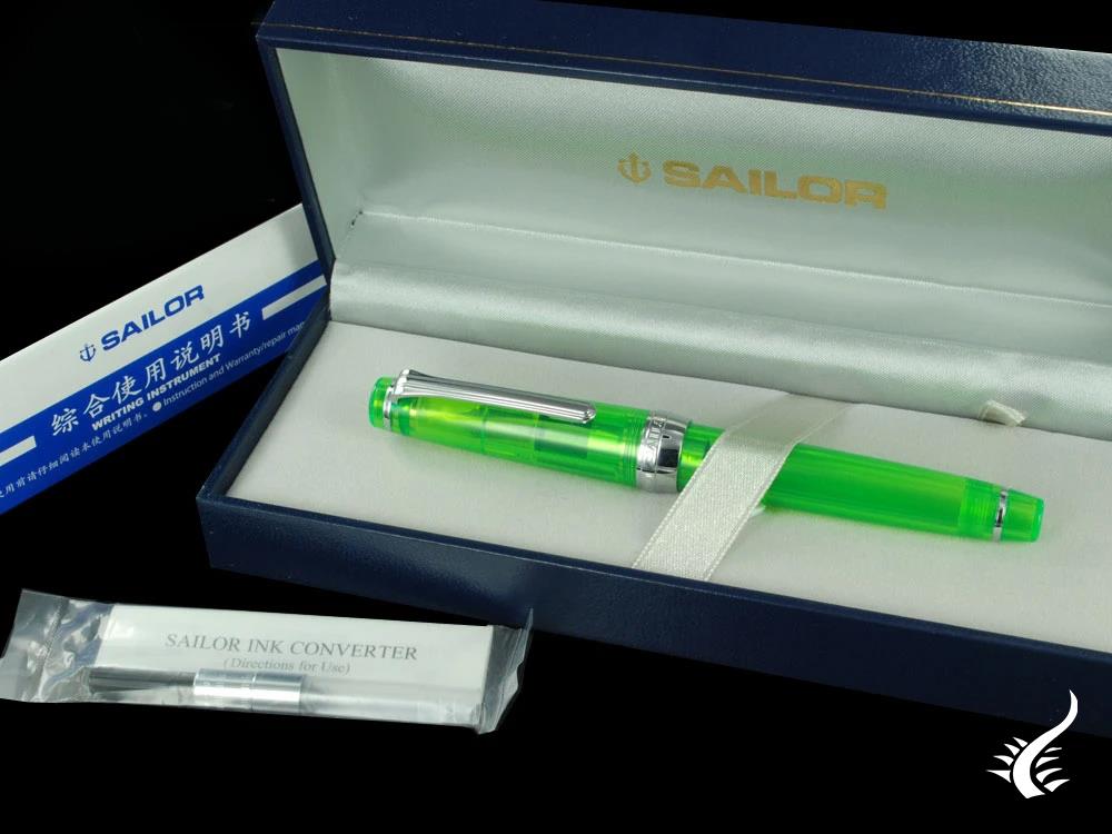 Sailor Professional Gear Slim Demonstrator Fountain Pen, Green, Chrome