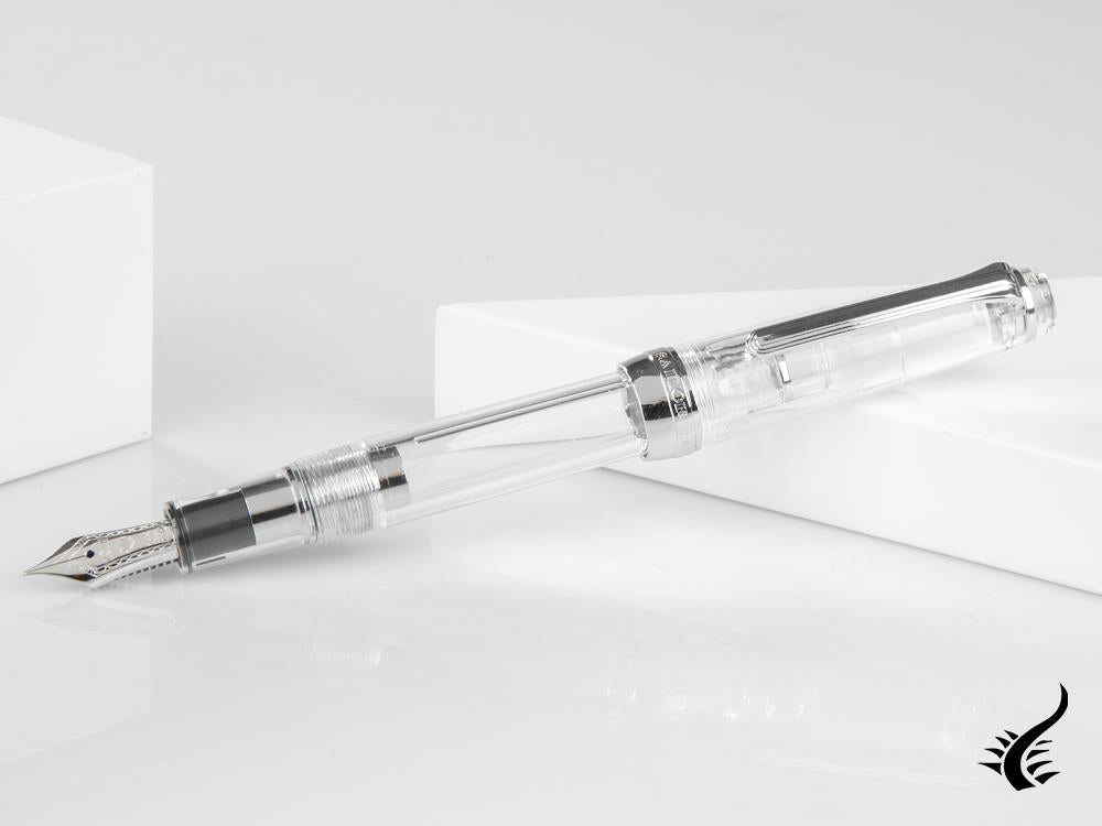 Sailor Professional Gear Slim Demonstrator Silver Fountain Pen, Chrome