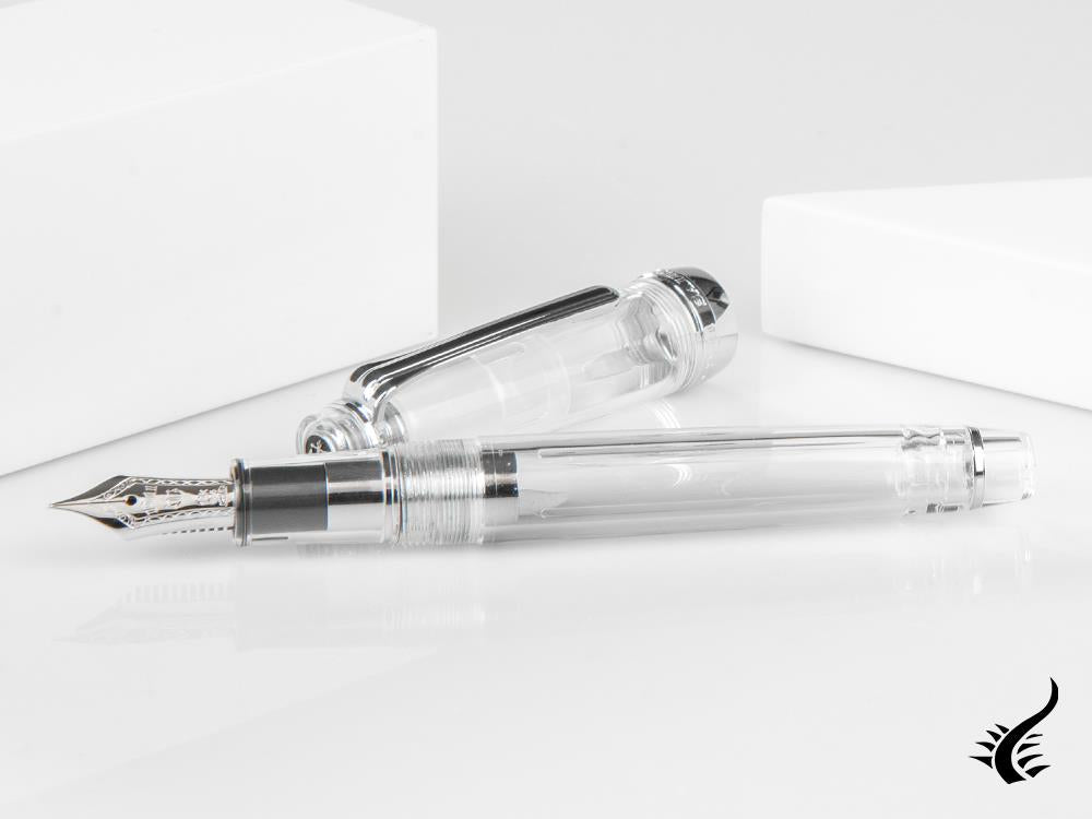 Sailor Professional Gear Slim Demonstrator Silver Fountain Pen, Chrome