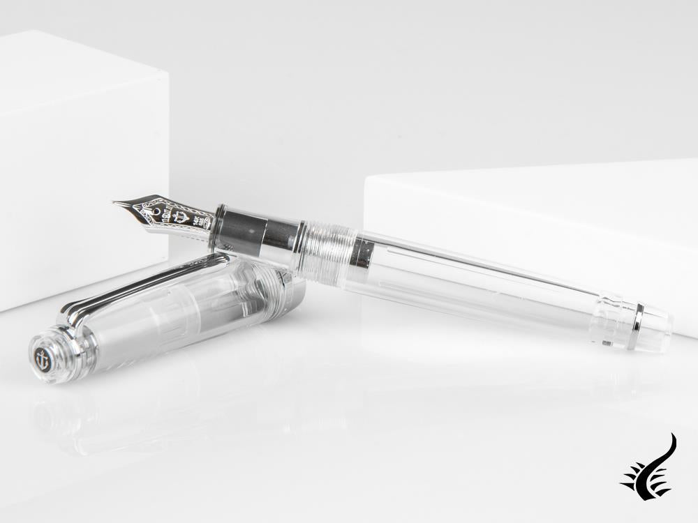 Sailor Professional Gear Slim Demonstrator Silver Fountain Pen, Chrome