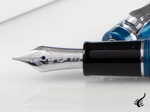 Sailor Professional Gear Slim Silver Fountain Pen, Metallic Blue