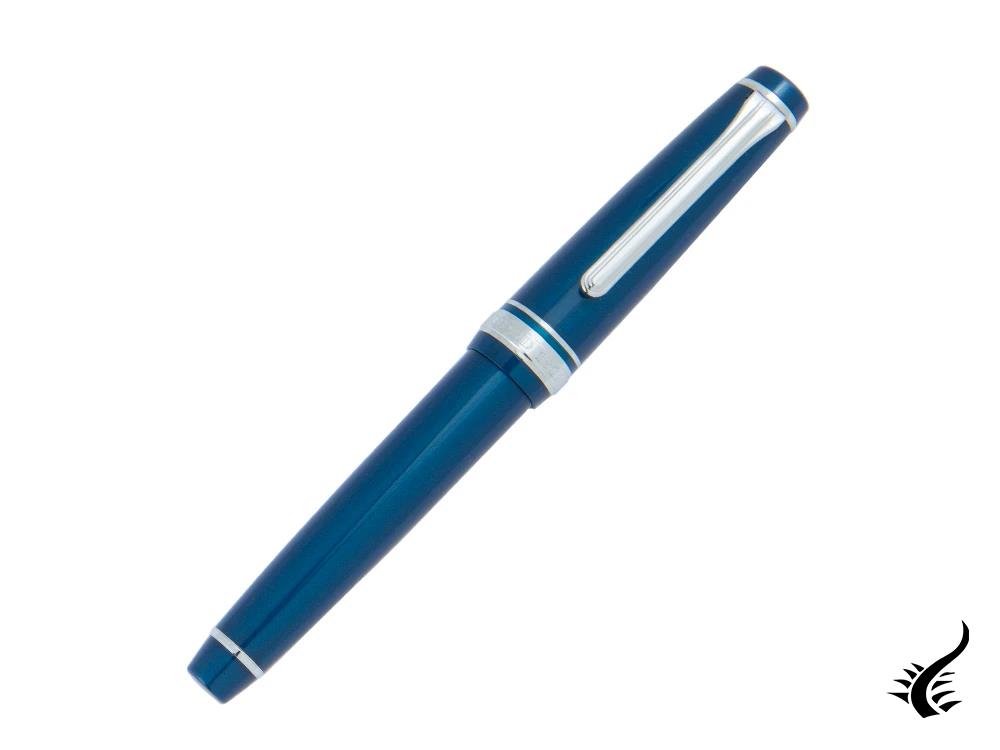 Stylo plume Sailor Professional Gear Slim Silver, bleu métallisé