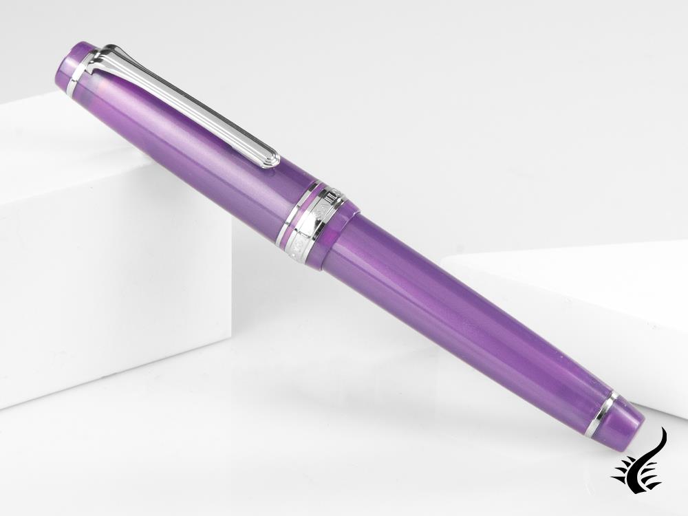 Sailor Professional Gear Slim Silver Fountain Pen, Metallic Violet