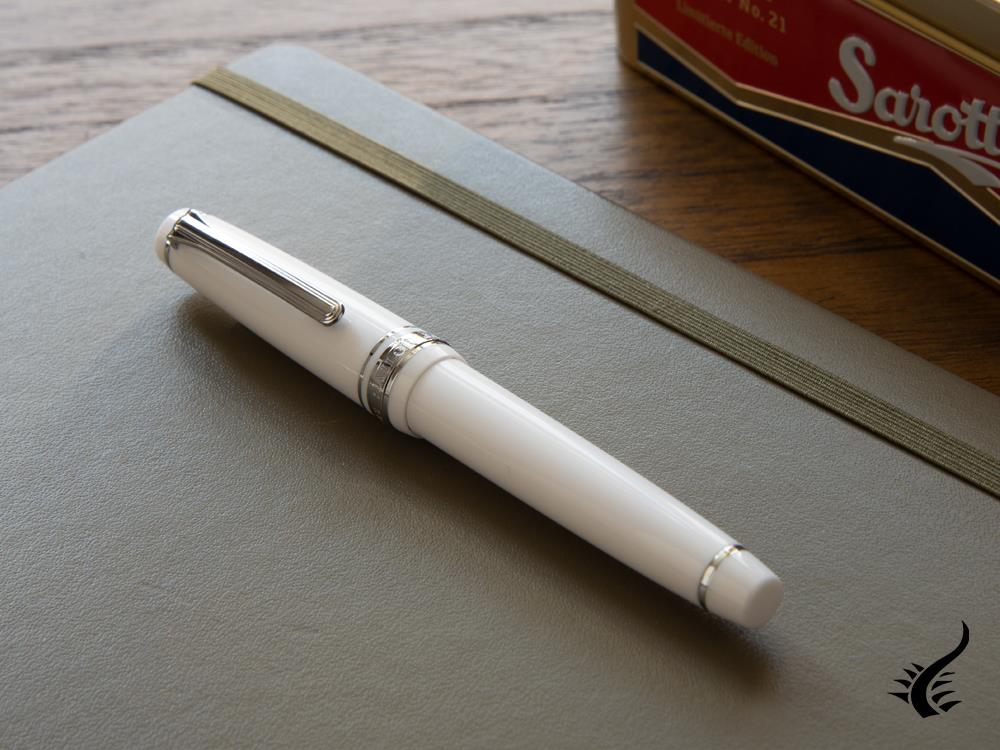 Sailor Professional Gear Slim Silver Fountain Pen, White, Rhodium