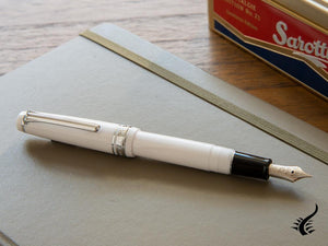 Sailor Professional Gear Slim Silver Fountain Pen, White, Rhodium