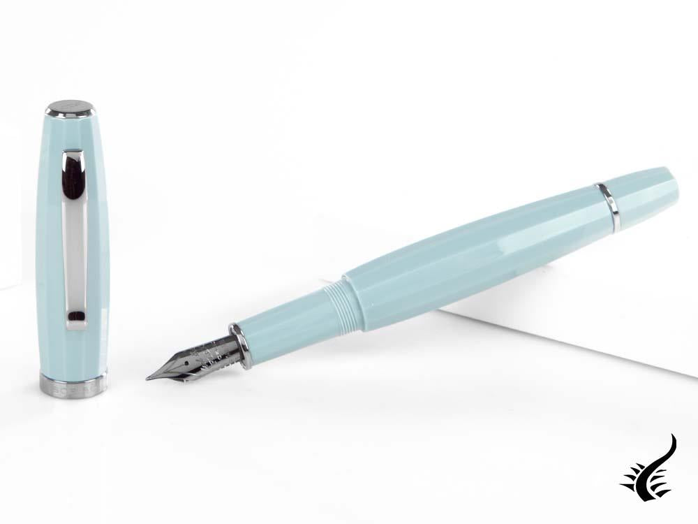 Stylo plume Scribo Feel, résine bleue, ruthénium, plume flexible, FEEFP03RT1403