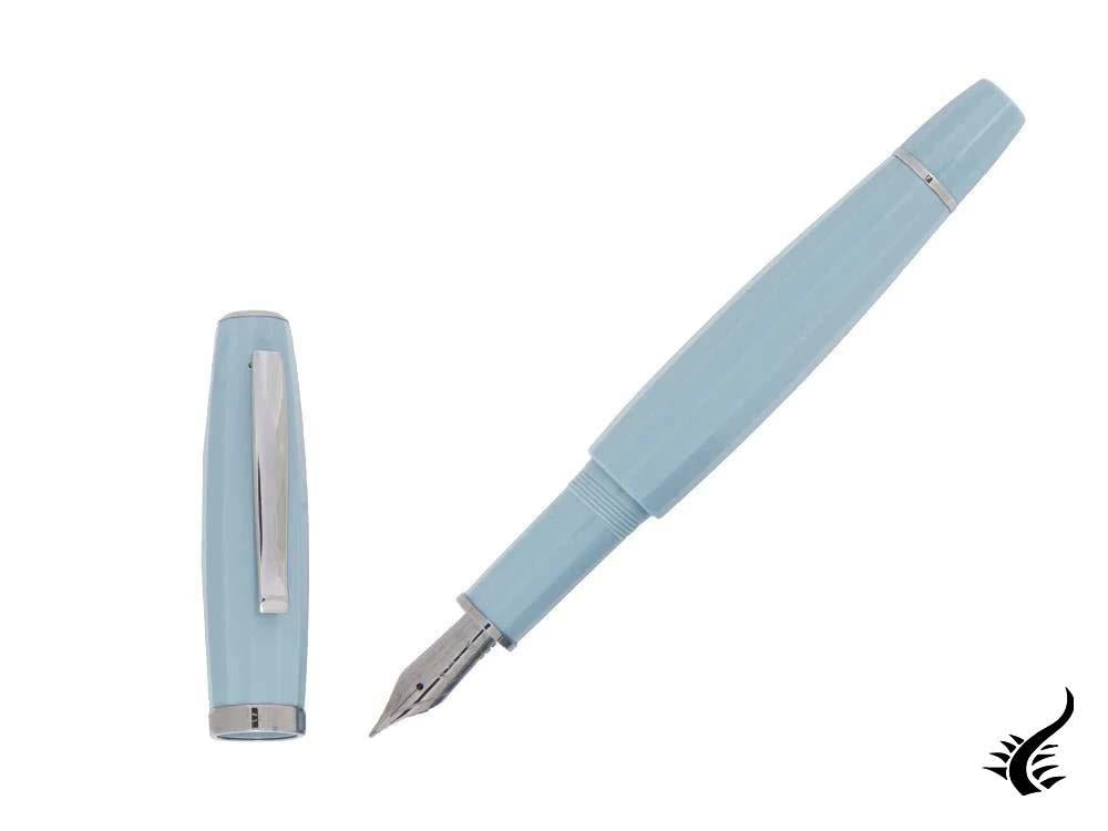 Stylo plume Scribo Feel, résine bleue, ruthénium, plume flexible, FEEFP03RT1403