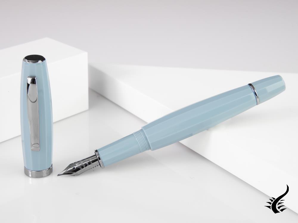 Scribo Feel Fountain Pen, Blue Resin, Ruthenium trim, FEEFP03RT1803