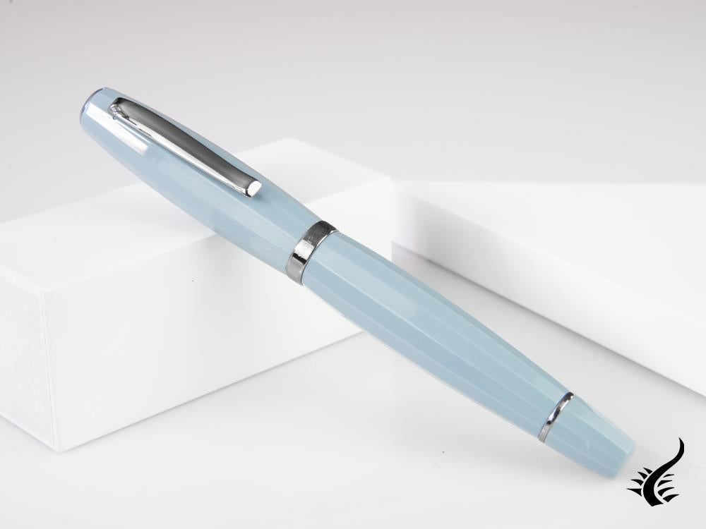 Stylo plume Scribo Feel, résine bleue, attributs en ruthénium, FEEFP03RT1803