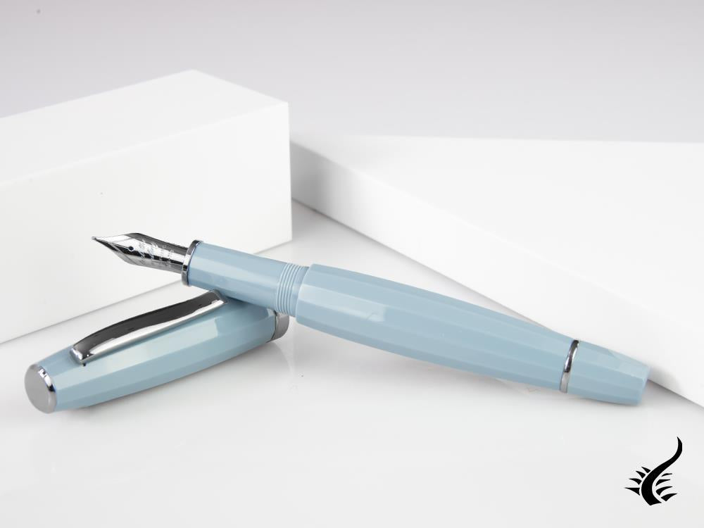 Scribo Feel Fountain Pen, Blue Resin, Ruthenium trim, FEEFP03RT1803