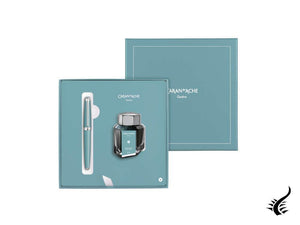 Set Caran d'Ache Léman Alpine Blue Fountain Pen and Ink Bottle, 4799.755