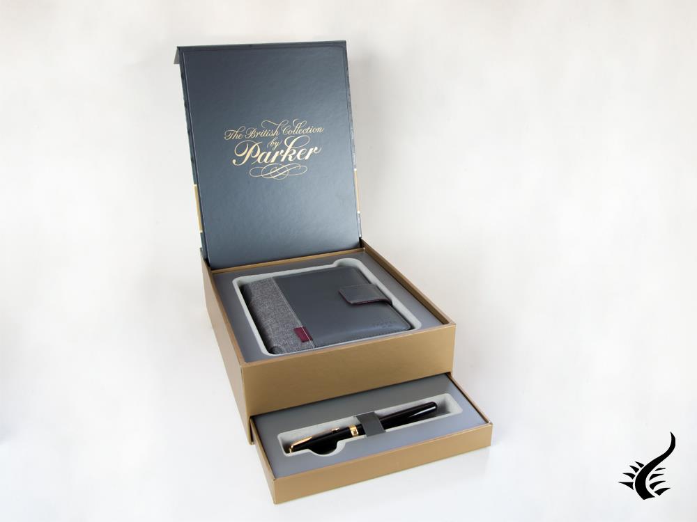 Coffret stylo plume Parker Sonnet, laque, attributs dorés, noir, 1978402