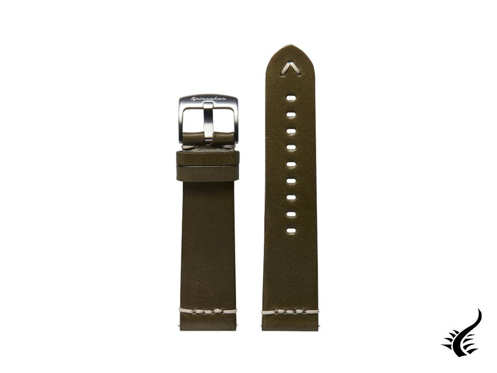 Spinnaker Accessories Strap, Leather strap, Olive Green, 24mm, Stainless Steel