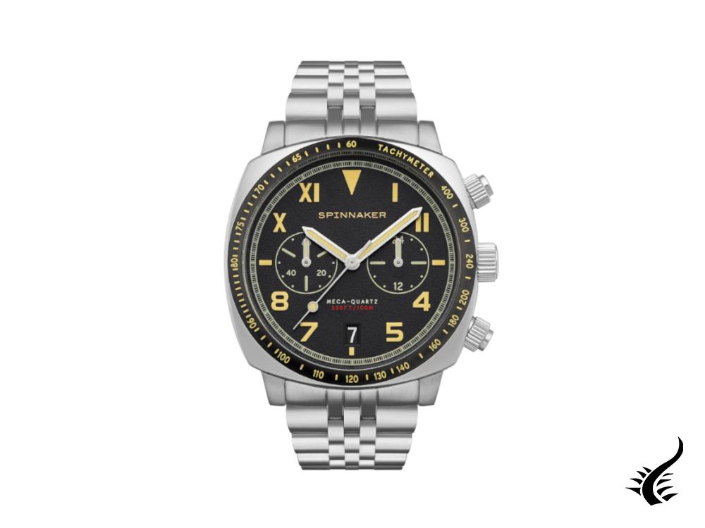 Montre à quartz noire vintage Spinnaker Hull California, noire, 42 mm, SP-5092-11