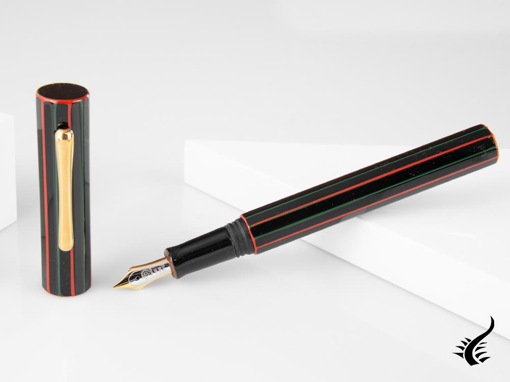 Taccia Kaku-Tate LE Kabuki Curtain Fountain Pen, Ebonite and Urushi