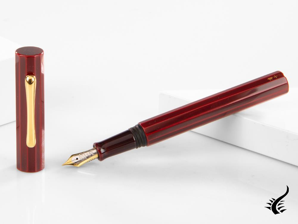 Stylo plume Taccia Kaku-Tate LE Thin Stripe Crimson, ébonite et urushi