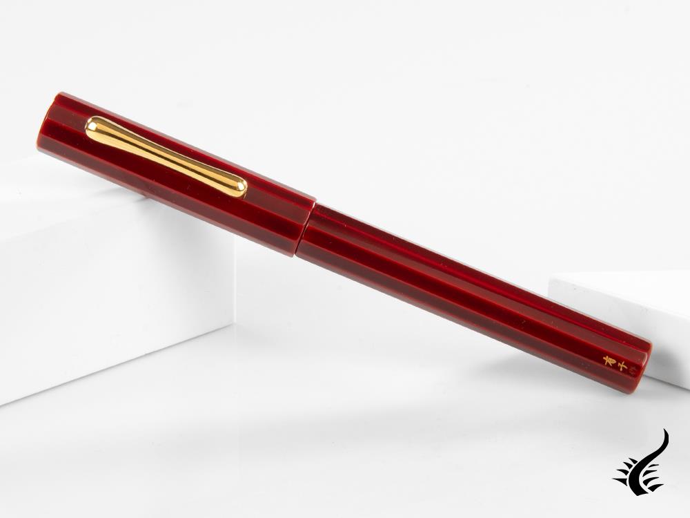 Stylo plume Taccia Kaku-Tate LE Thin Stripe Crimson, ébonite et urushi