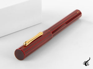 Taccia Kaku-Tate LE Thin Stripe Crimson Fountain Pen, Ebonite and Urushi