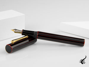 Stylo plume Taccia Kaku-Tate LE Thin Stripe rouge nuit, Urushi