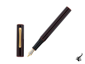 Stylo plume Taccia Kaku-Tate LE Thin Stripe rouge nuit, Urushi