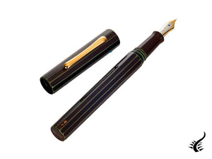 Taccia Kaku-Tate LE Thin Stripe Money Fountain Pen, Ebonite and Urushi