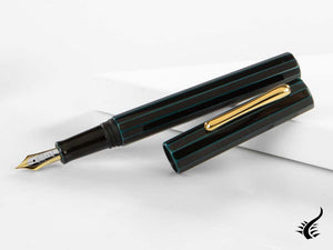 Taccia Kaku-Tate LE Thin Stripe Navy Fountain Pen, Ebonite, Urushi