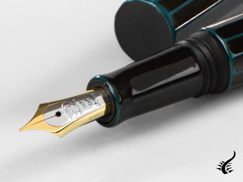 Taccia Kaku-Tate LE Thin Stripe Navy Fountain Pen, Ebonite, Urushi