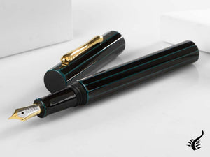 Taccia Kaku-Tate LE Thin Stripe Navy Fountain Pen, Ebonite, Urushi