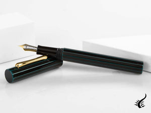 Taccia Kaku-Tate LE Thin Stripe Navy Fountain Pen, Ebonite, Urushi