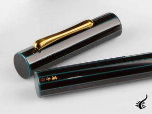 Taccia Kaku-Tate LE Thin Stripe Navy Fountain Pen, Ebonite, Urushi