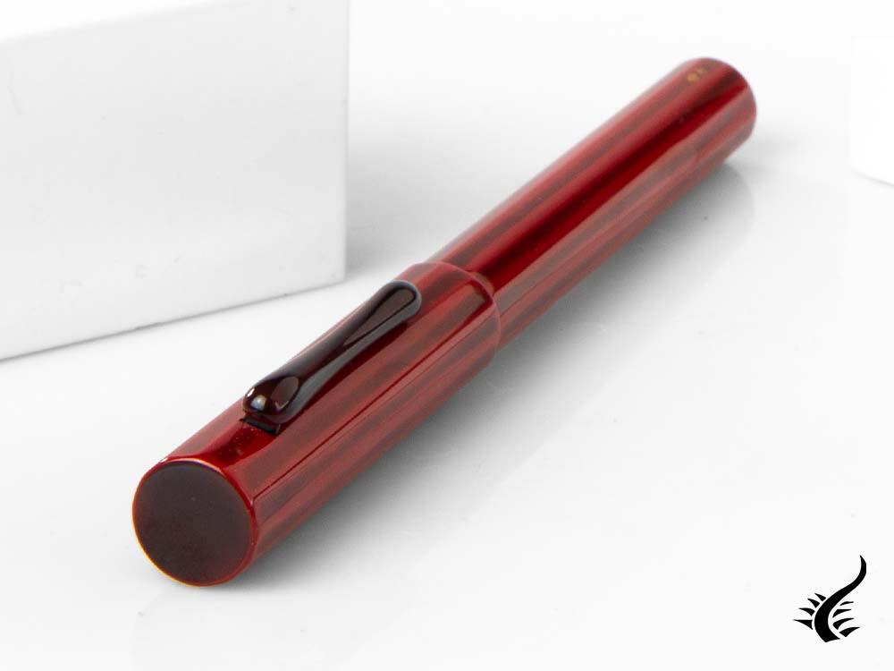 Taccia Kaku-Tate LE Wide Stripe Crimson Sunrise Fountain Pen, Urushi