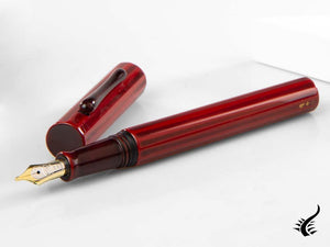 Taccia Kaku-Tate LE Wide Stripe Crimson Sunrise Fountain Pen, Urushi