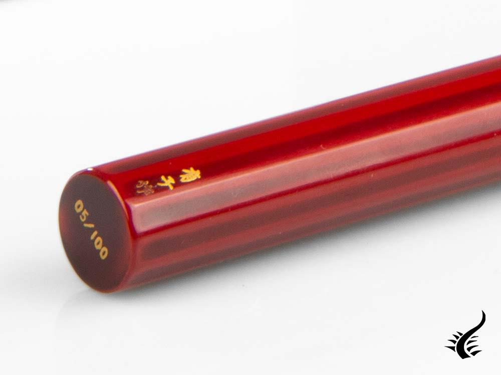 Taccia Kaku-Tate LE Wide Stripe Crimson Sunrise Fountain Pen, Urushi