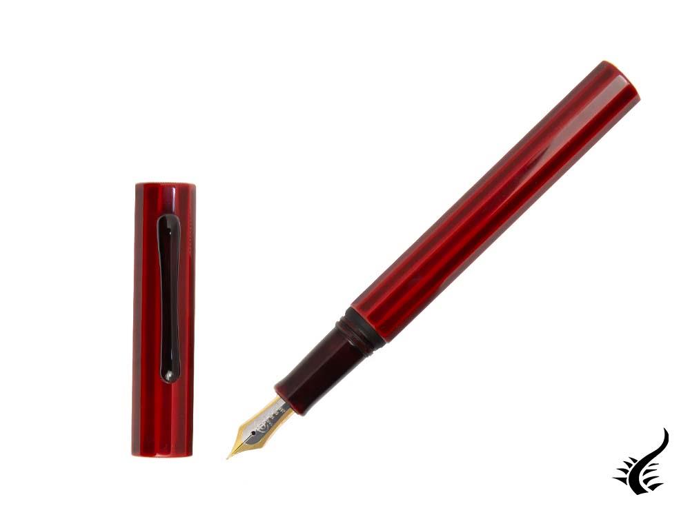 Taccia Kaku-Tate LE Wide Stripe Crimson Sunrise Fountain Pen, Urushi