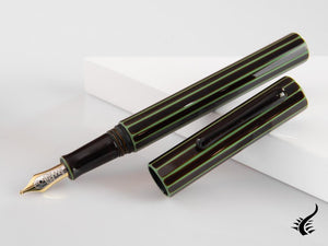 Taccia Kaku-Tate LE Wide Stripe Rainforest Bark Fountain Pen, Urushi