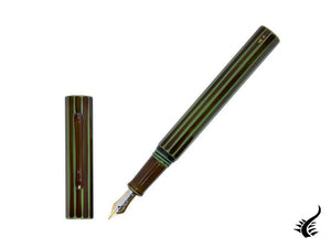 Taccia Kaku-Tate LE Wide Stripe Rainforest Bark Fountain Pen, Urushi